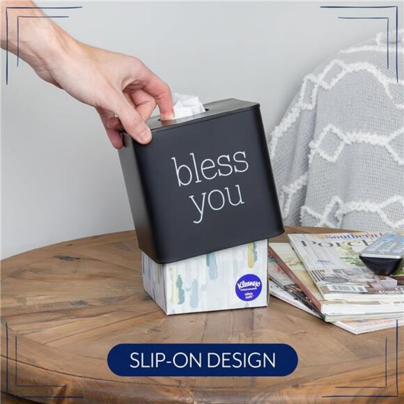 Black metal square tissue box cover cube tissue holder for bathroom bedroom offi - Picture 7 of 8